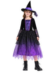 Purple Witch Costume with Dress & Hat | 95034
