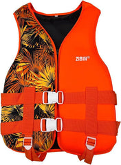 ZIBIN Life Jacket Safety Vest - Orange Pattern, Size L | 585-26