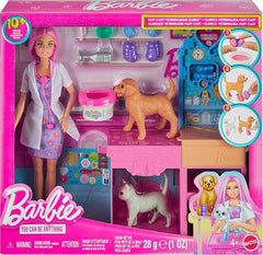 Barbie Fast Cast Veterinarian Clinic Playset with Doll, 2 Pets & 10+ Accessories | JFX93