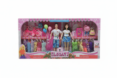 Elegant Fashion Doll Playset - Couple Dolls with Dresses, Bicycle & Accessories | 055B