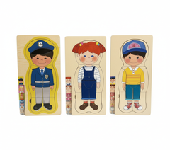 Kids Dress-Up Wooden Character Puzzle Set - Police, Girl & Boy | AL4559