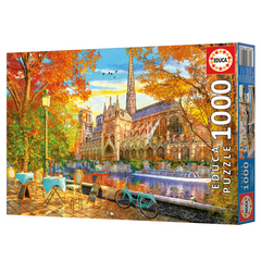 Educa 19936 - Riverside Cathedral Autumn Scene 1000-Piece Jigsaw Puzzle | 19936
