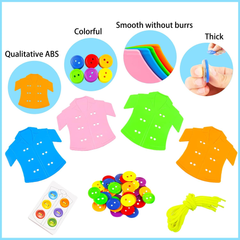 Kids Clothes Button Board Game - Educational Matching & Lacing Set | 5100