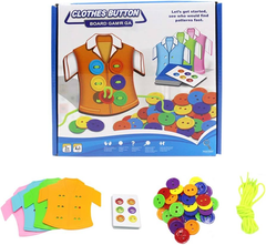 Kids Clothes Button Board Game - Educational Matching & Lacing Set | 5100