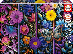 Educa 19909 - Vibrant Floral Butterfly 500-Piece Jigsaw Puzzle | 19909