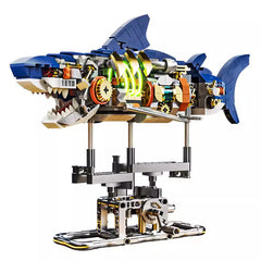 MJI, Creative LEGO-style construction sets, Mecha Shark Building Blocks Set, 687 Pieces Kit with Base | MJI-13054