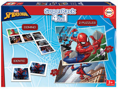 Educa Marvel Spiderman SuperPack 4-in-1 - Domino, Identic & 2 Puzzles (25 pcs each) | 19353