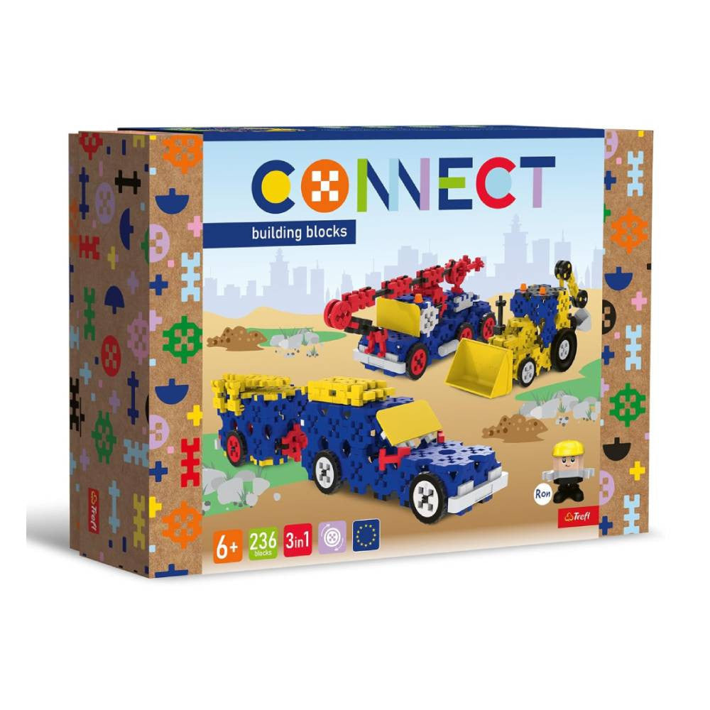 Trefl Connect 3-in-1 Construction Vehicles 236-Piece Building Set | 61979