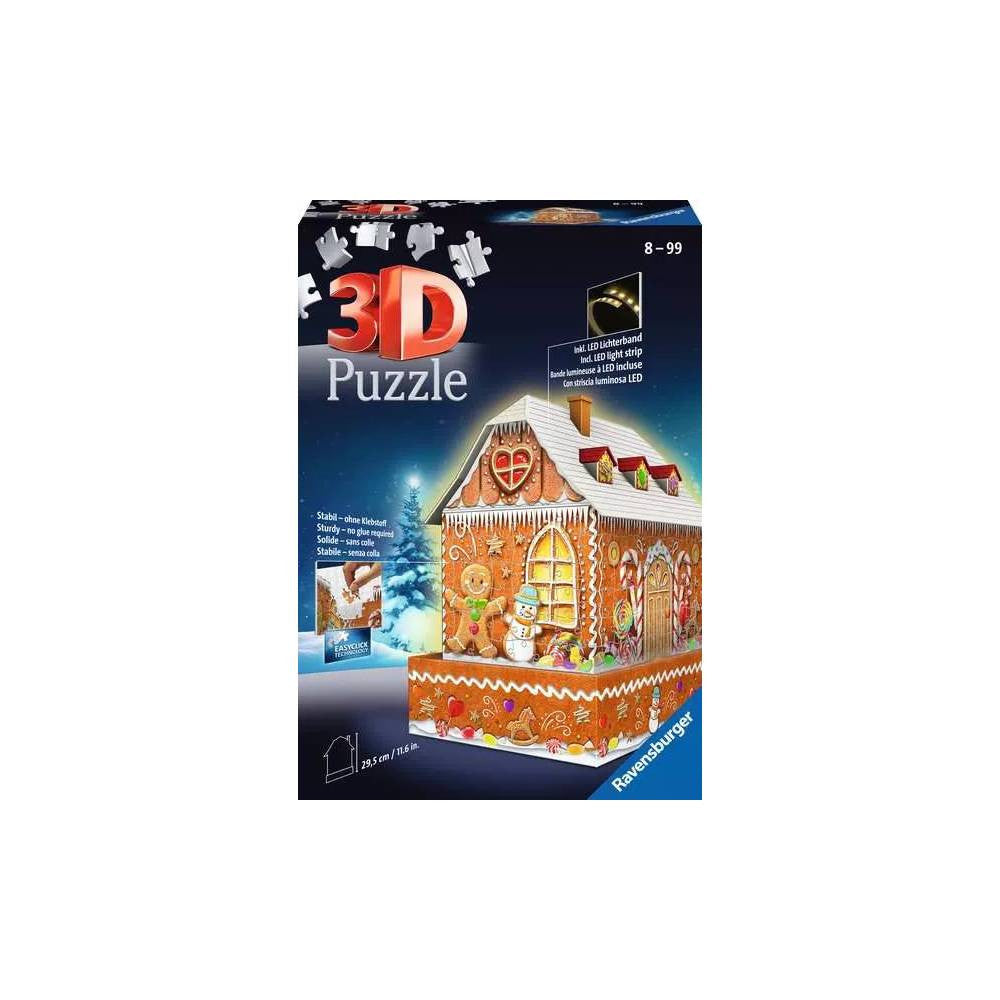 Ravensburger Gingerbread House Night Edition 3D Puzzle 216 Pieces | RV11237-1