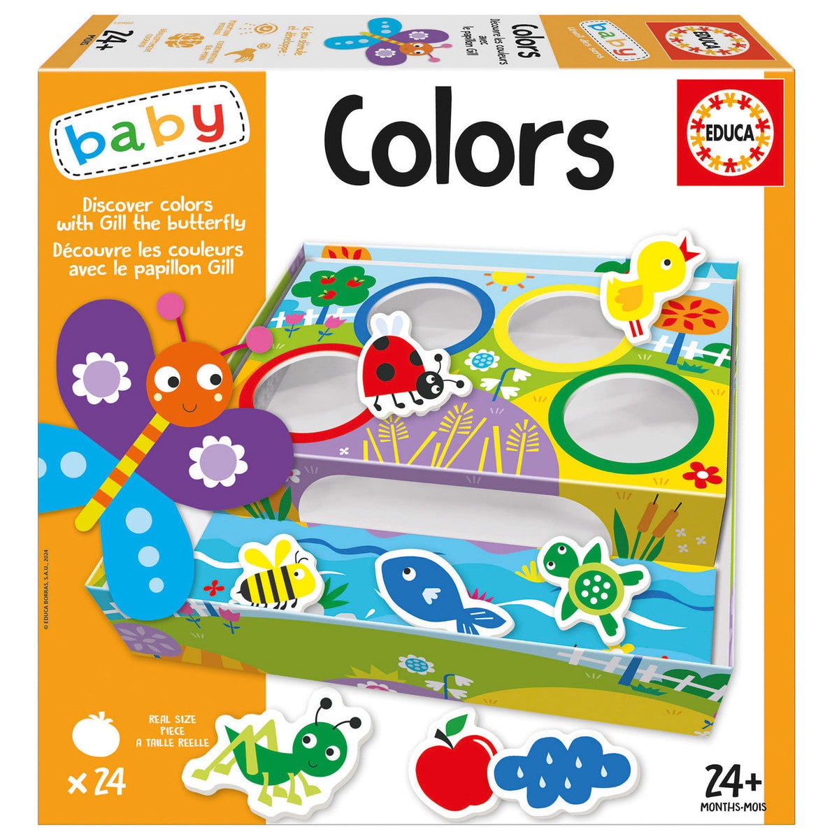 Educa 19980 - Baby Colors Sorting Game with Gill the Butterfly (24 Pieces) | 19980