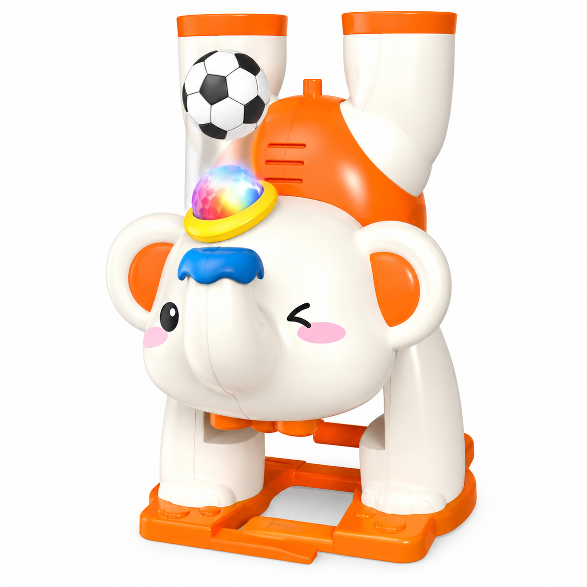 HK Elephant Musician Ball-Blowing Toy with Music & Light - Orange | 677B