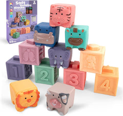 Soft Building Blocks - 12 Pieces Animal & Number Set | 1312