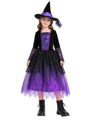 Purple Witch Costume with Dress & Hat | 95034