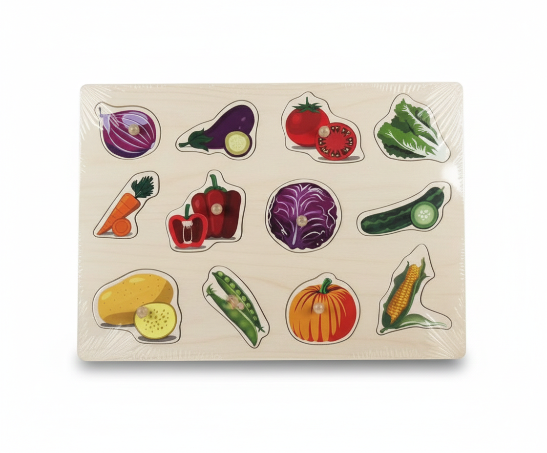Kids Vegetables Educational Wooden Puzzle Board - Arabic Labels | AL4476