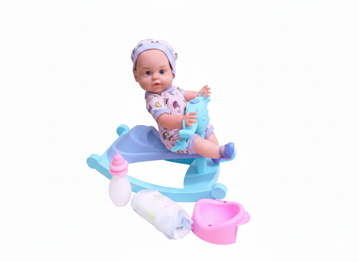 Baby Doll with Rocking Toy & Accessories - Blue | GL100118-BOY