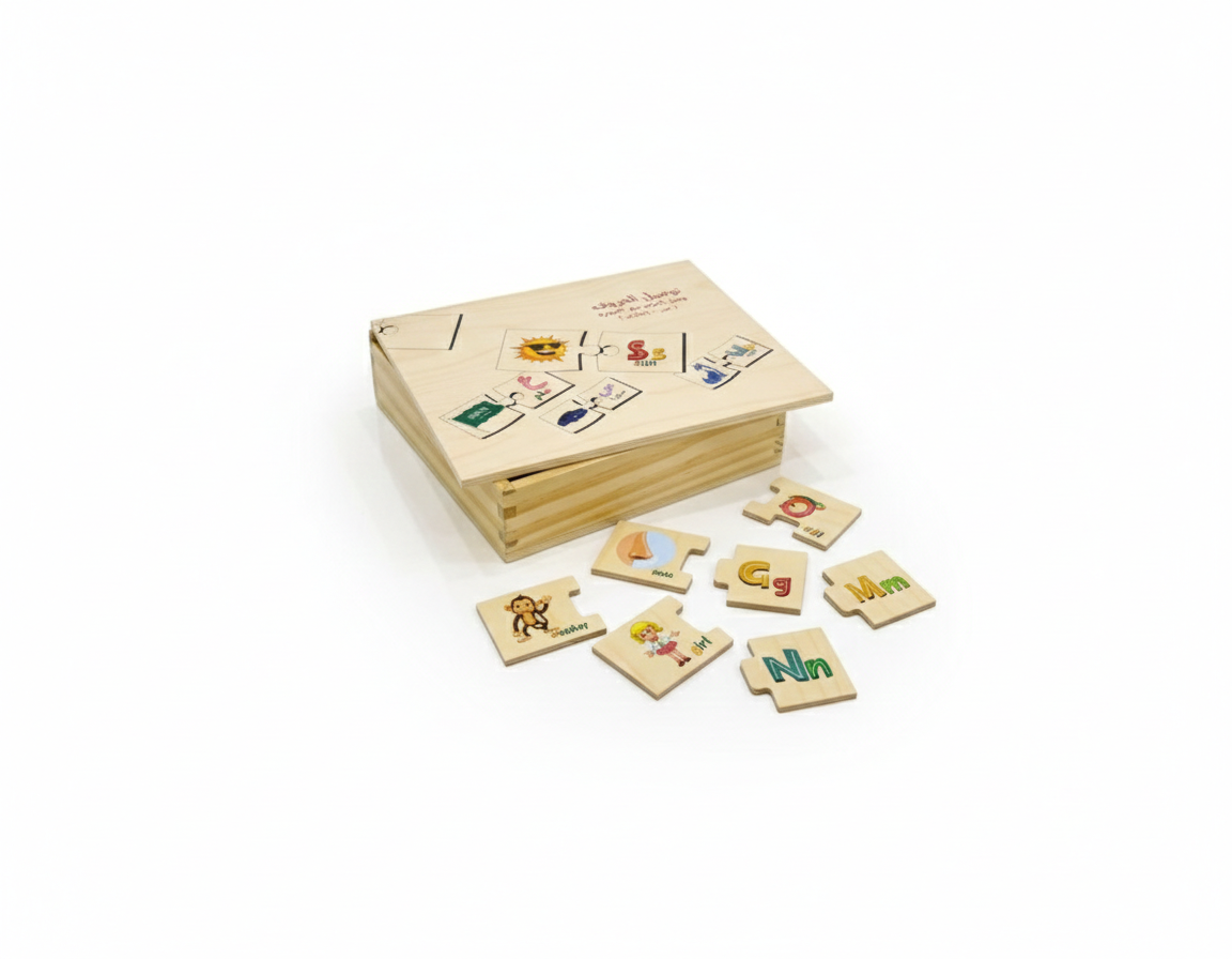 Kids Arabic & English Letter Matching Wooden Puzzle Set - Picture Association | AL4484