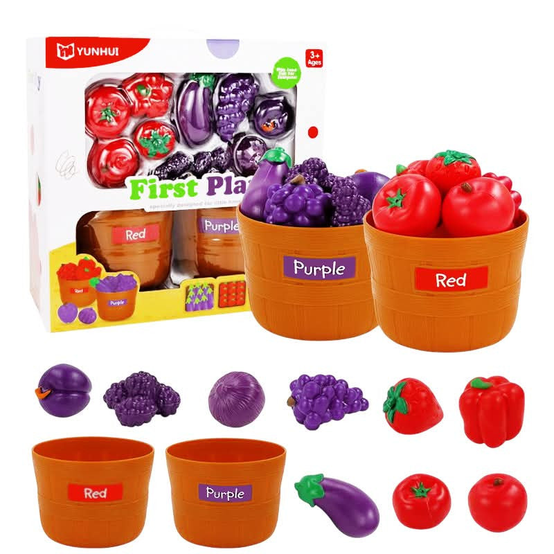 YUNHUI First Play Color Sorting Fruit & Vegetable Toy Set - Red & Purple