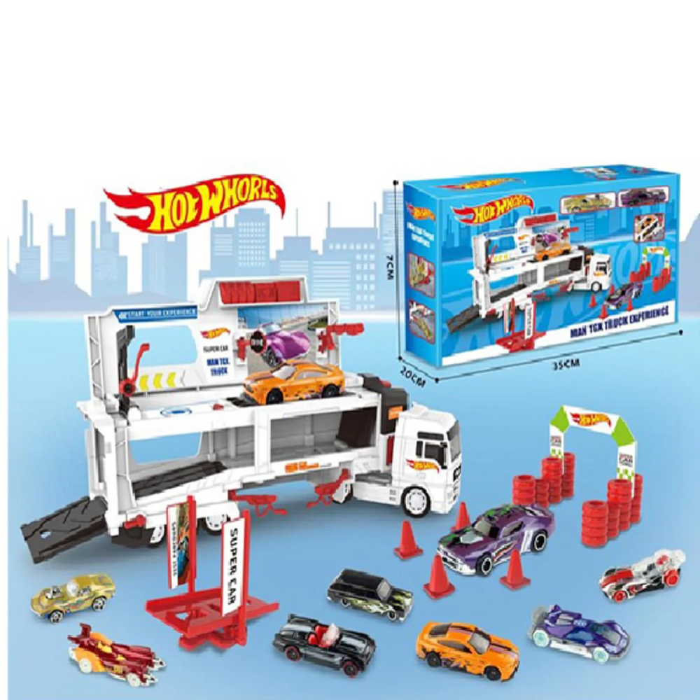 Super Car Transport Truck Playset with Launch Ramp, Cars & Accessories - MAN TGX Racing Experience | AFH-005