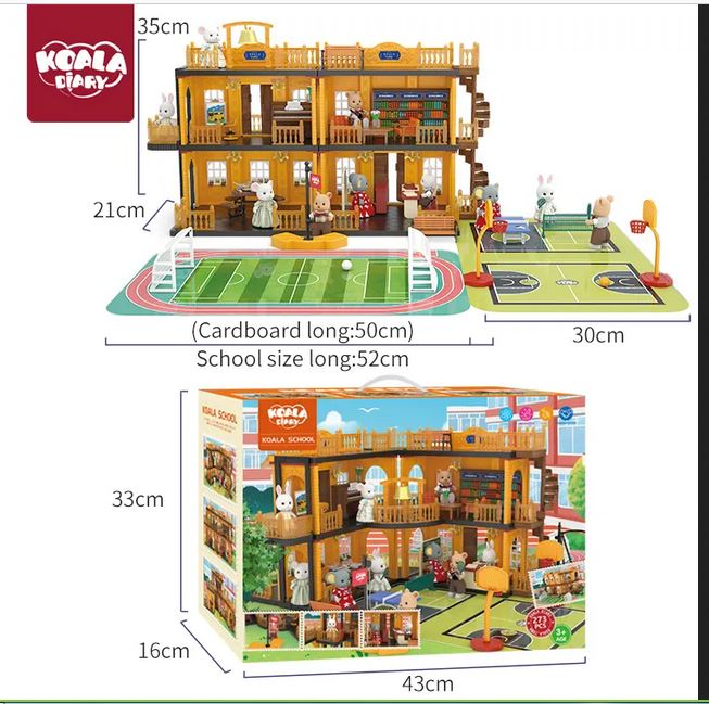 Wooden Animal Family School Playset - 273 PCS | FDE87392
