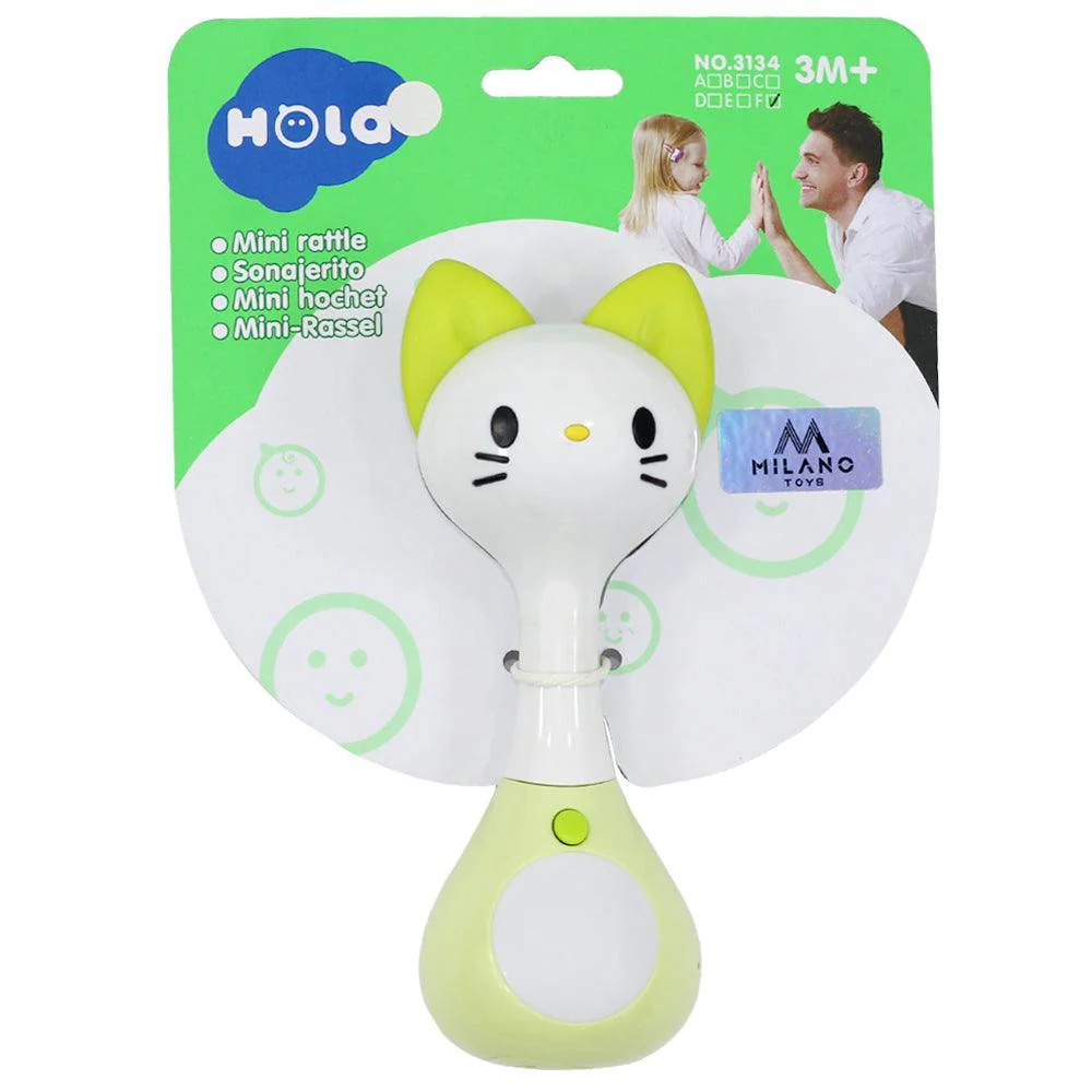 Hola Mini Rattle Toy - Cat Design - Green | 3134