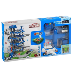Multi-Level Police Parking Tower Playset with Elevator, Plane & Helicopter - Color-Changing Car Feature | 660-A300
