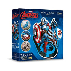Trefl Fearless Captain America Disney Marvel Heroes 160-Piece Wooden Shaped Puzzle | 20194