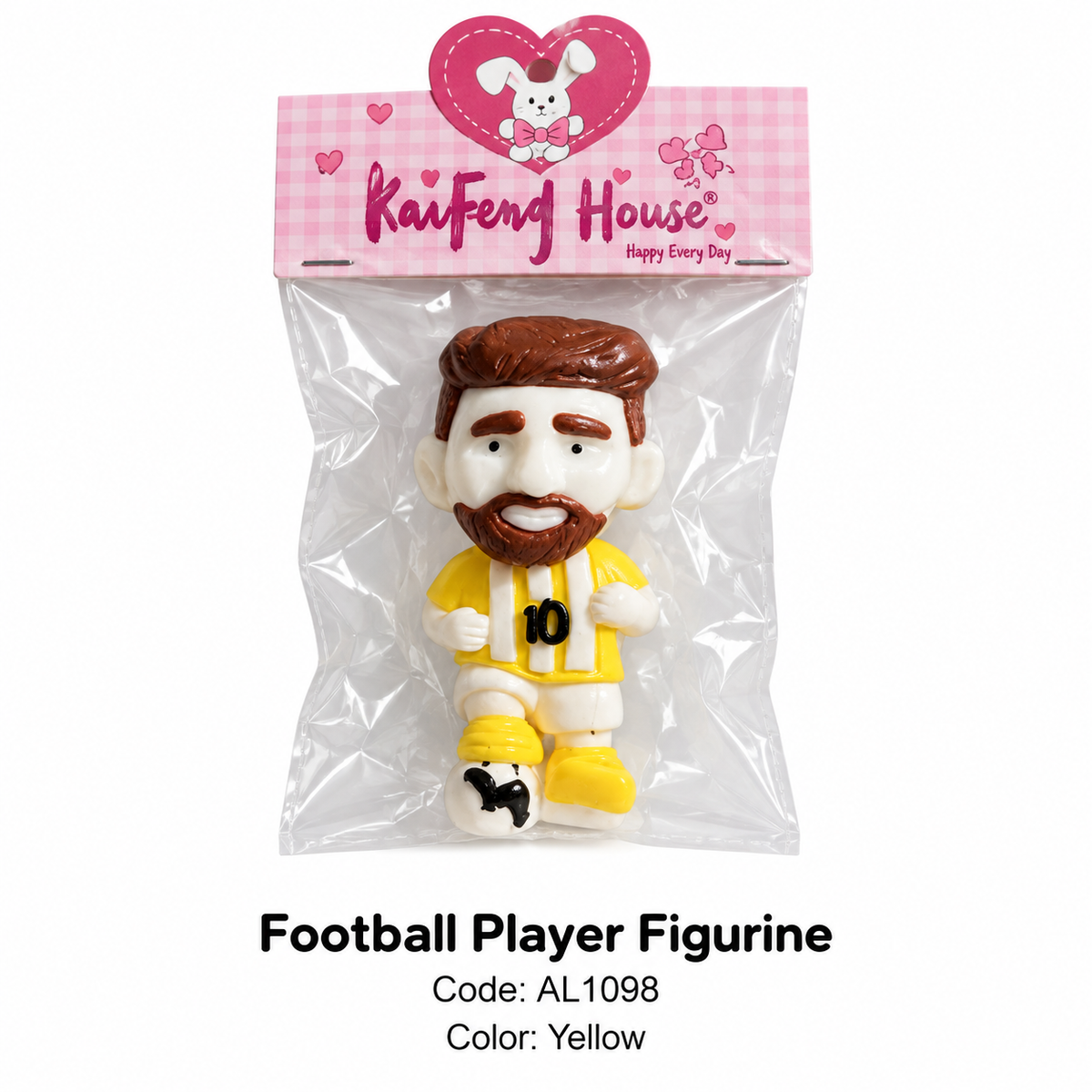 Football Player Number 10 Character Figurine - Yellow Design | AL1098-3