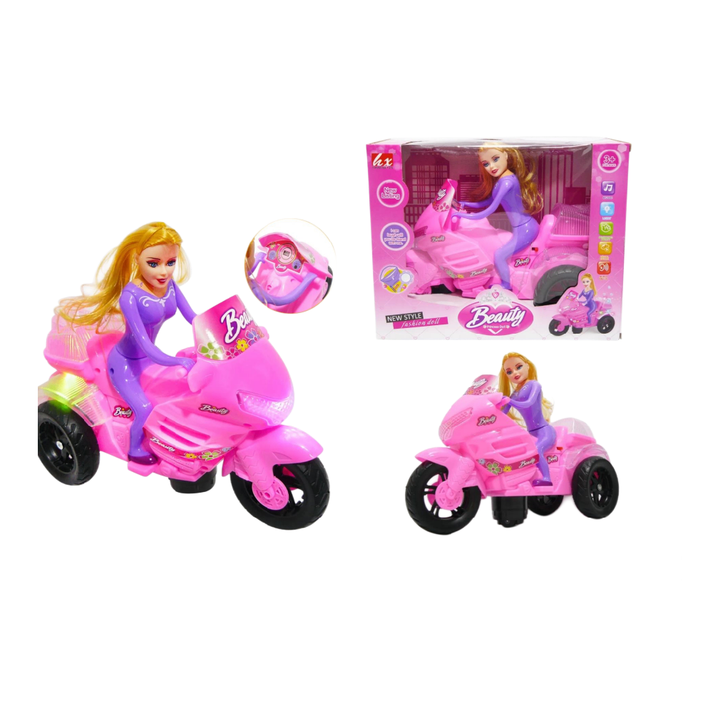 Beauty Girl Motorcycle Toy with Lights & Music – Pink | HX28388