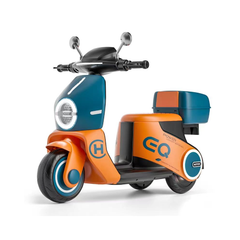 Motor Kids Electric Ride-On Car Scooter Toy Headlights - Blue & Orange | KP606BO