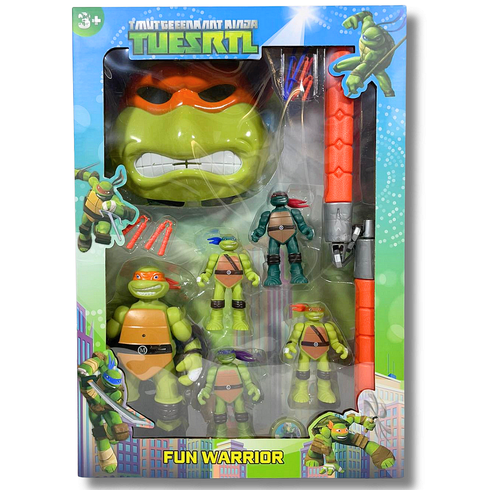 TMNT Action Figure & Weapon Set – Michelangelo Turtle with Accessories (Fun Warrior) | A6-5/6/7/8