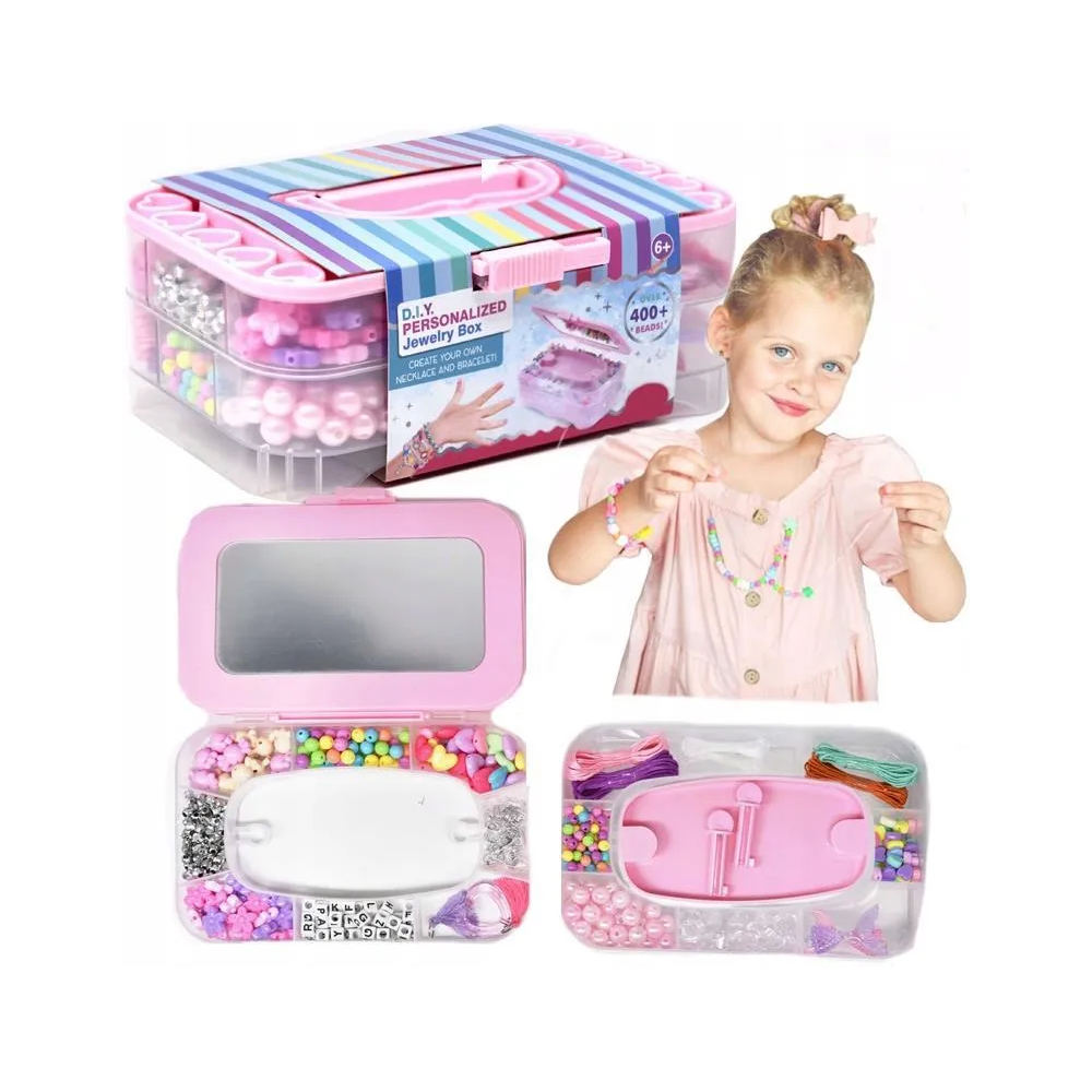 DIY Personalized Jewelry Box Beads Craft Set – 400+ Pieces | 11607