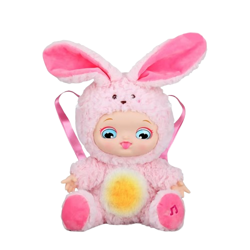 Pink Rabbit Soothing Heartbeat Baby Doll Backpack with Breathing Motion | H03-29