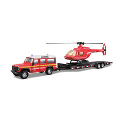 Bburago Emergency Force Land Rover with Helicopter & Trailer 1:50 | 18-32041