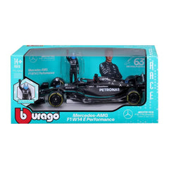 Bburago Mercedes-AMG F1 W14 E Performance #63 George Russell 1:24 Die-Cast Model Car with Driver Figurine | 18-28037R