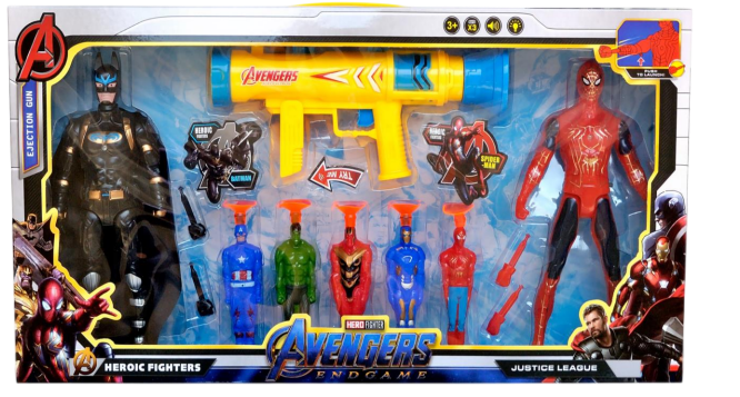 Avengers Endgame Hero Toy Set with Dart Gun & Figures – Spider-Man & Batman | 1177D
