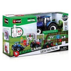 Bburago FarmLand Cattle Farm Play Set with New Holland T7.315 HD Tractor