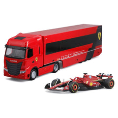 Bburago IVECO S-Way S70 Racing Hauler with Ferrari SF-24 #16 Charles Leclerc 2024 1:43 Die-Cast Set