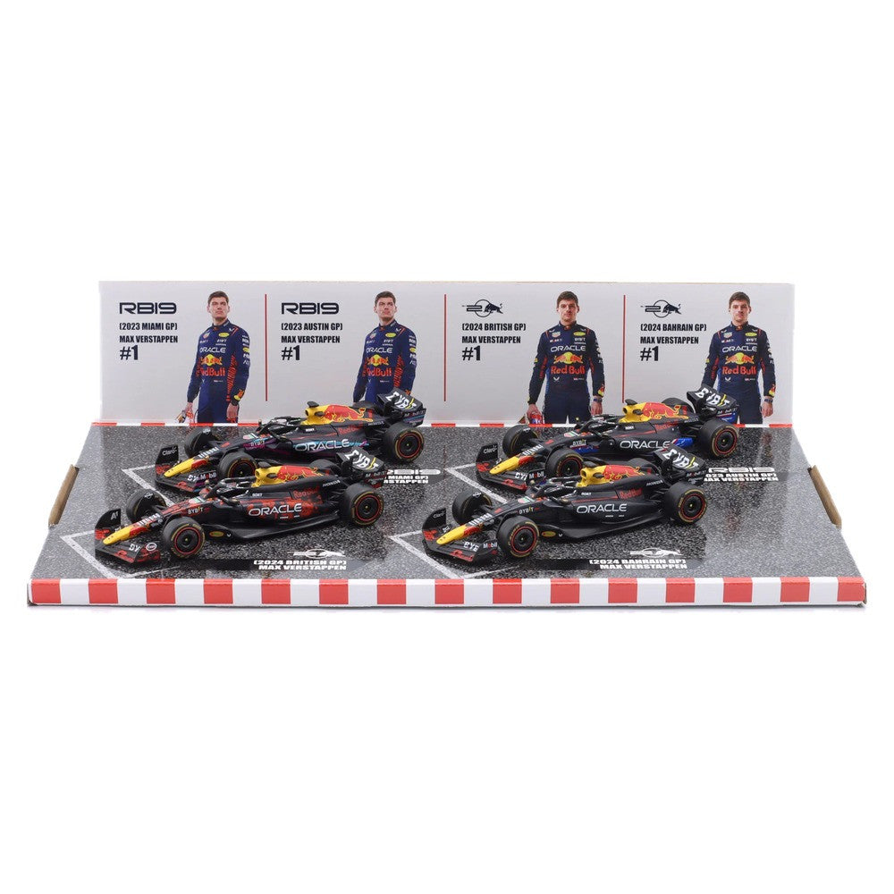 Bburago Red Bull Max Verstappen #1 World Champion 2023-2024 4-Pack 1:43 Die-Cast Model Cars