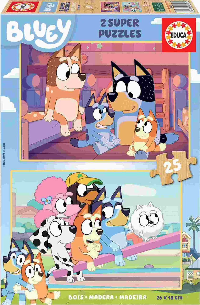 Educa Bluey - 2 Super Puzzles 25 pcs (Wooden) | 19407