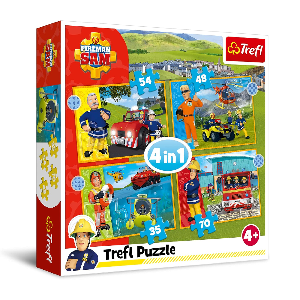 Trefl 4-in-1 Brave Fireman Sam Puzzle - 35-70 Pcs | 34387