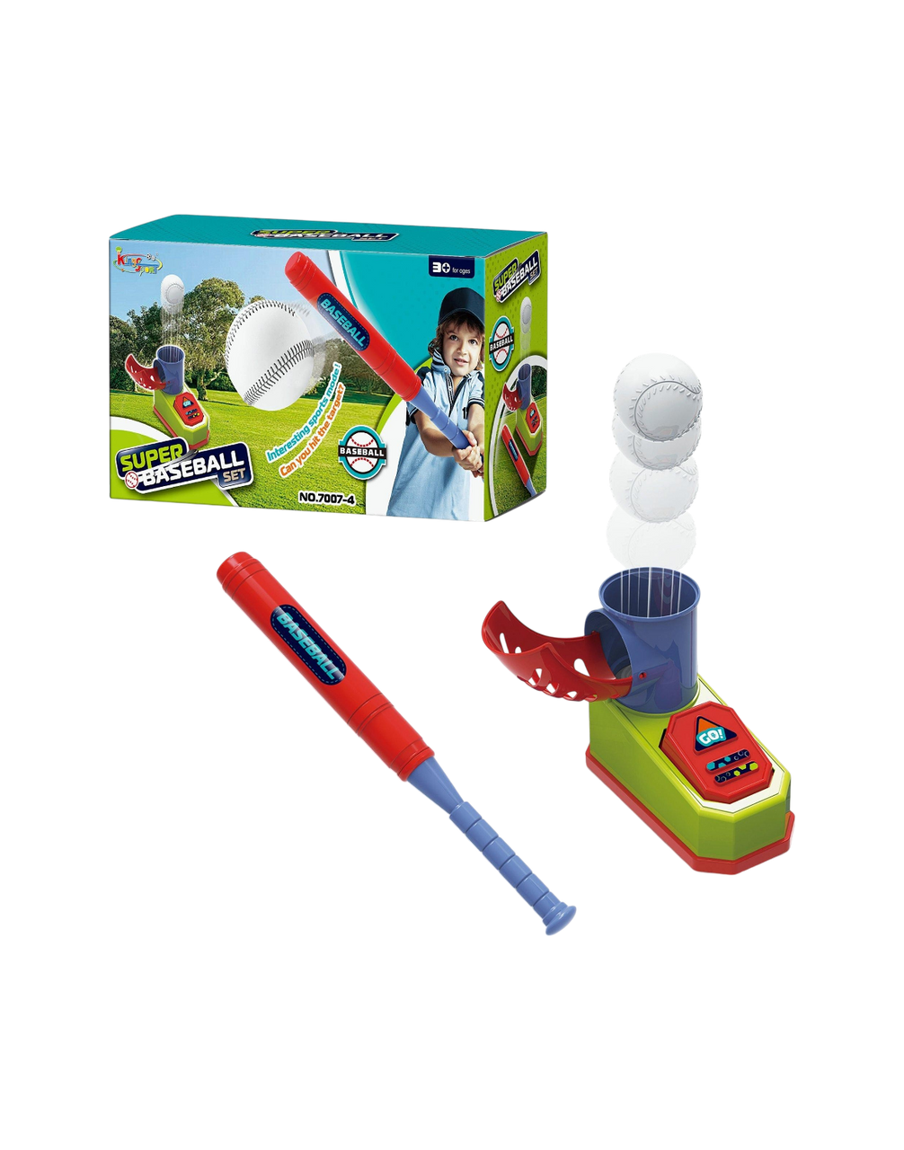 Kids Super Baseball Set with Bat & Ball Launcher | 7007-4A