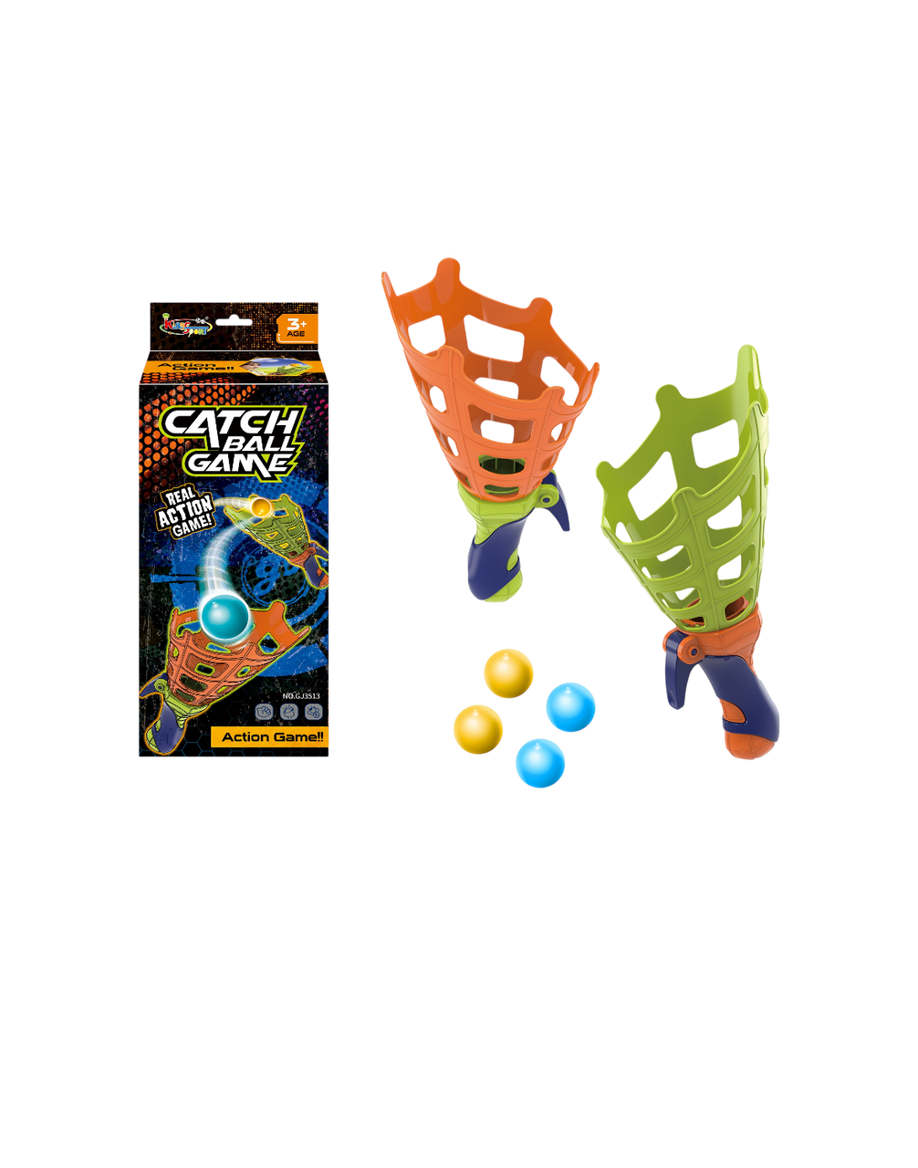 Kids Catch Ball Game Set with Launchers & 4 Balls | GJ3513